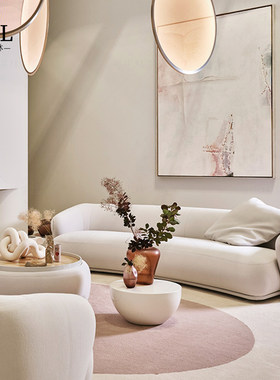 Meridiani奶油风沙发日式侘寂风Cream-colored fabric sofa