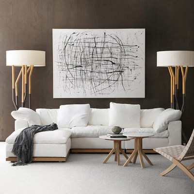 天然亚麻云沙发模块化自