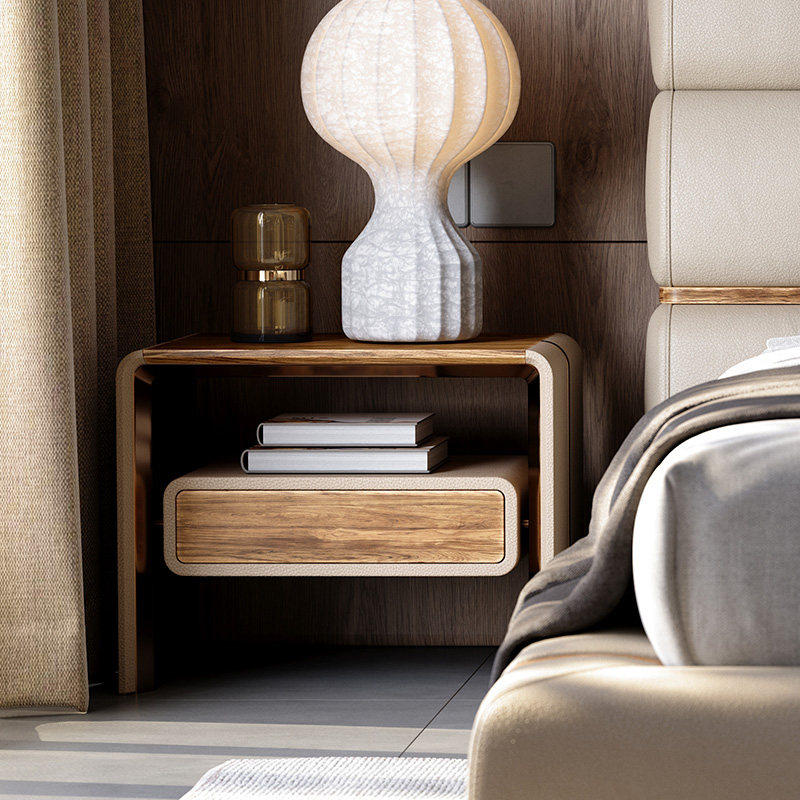 TAZA 意式轻奢实木床头柜 别墅全屋定制主卧系列 现代简约床头柜