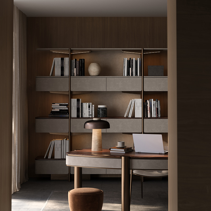 VISN黑胡桃木简约书架P