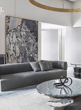 Cornelio Cappellini真皮沙发Simple leather straight-row sofa