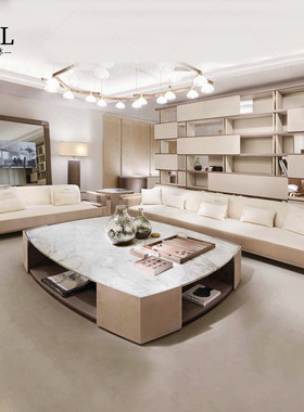 Ludovica老钱风双拼色沙发New Chinese-style large-sized sofa