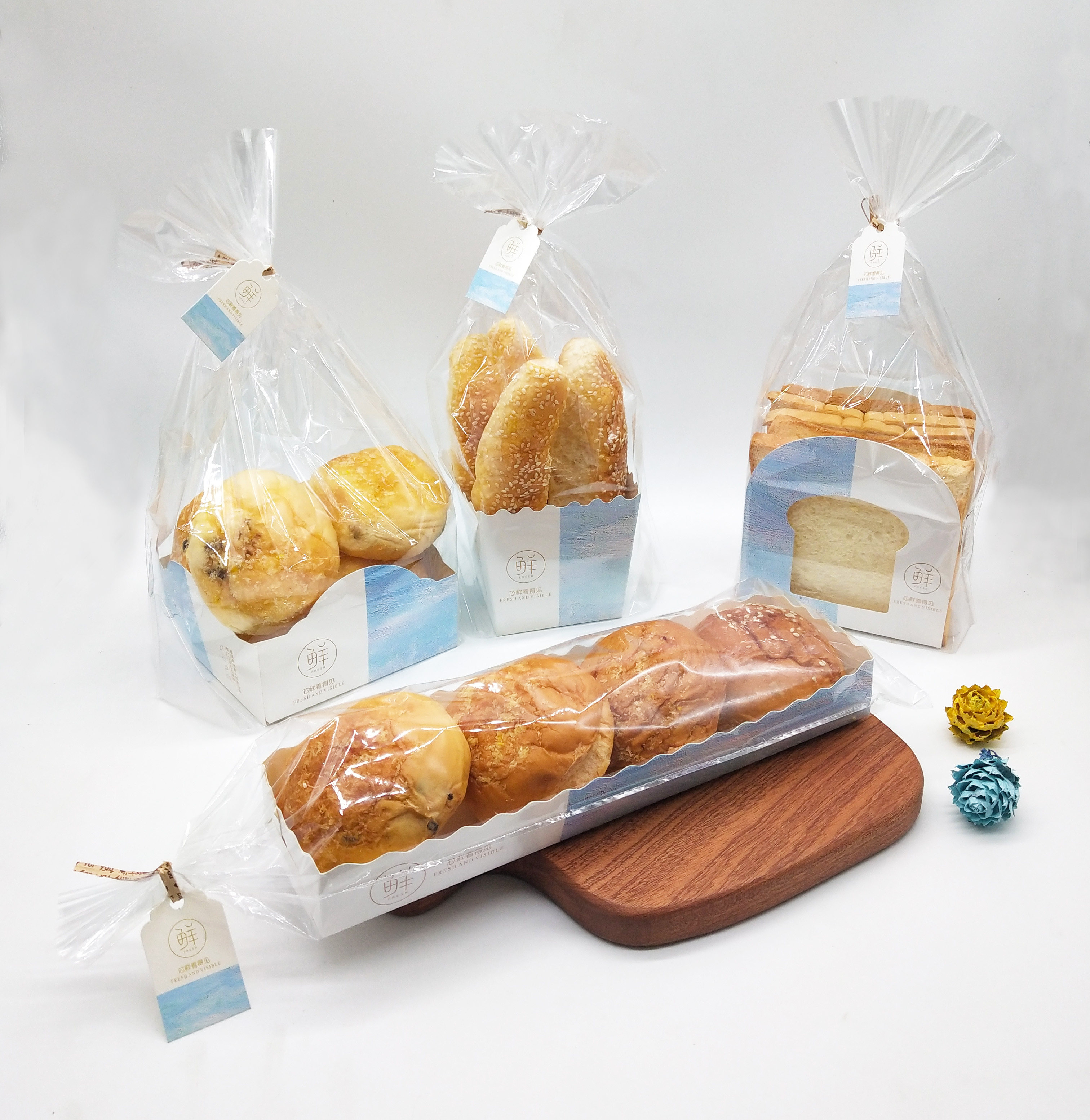 胡萝卜棒面包纸托餐包西点面包切片土司打包盒烘焙面包透明袋子