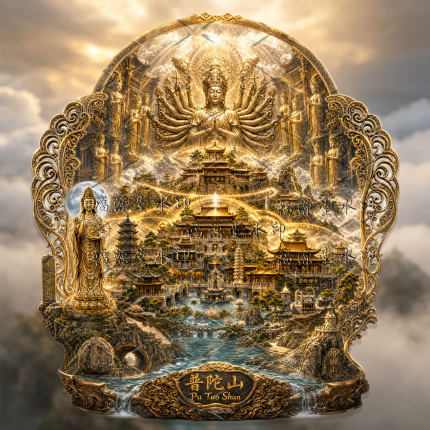 普陀山立体金属浮雕冰箱贴舟山景区文创磁吸收藏伴手礼纪念礼物