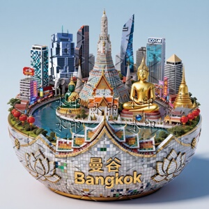 泰国曼谷立体浮雕文创冰箱贴