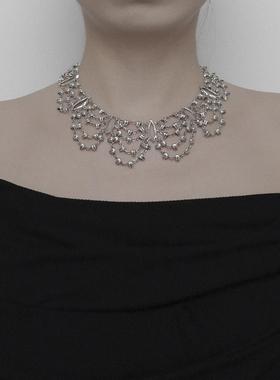 kammerhopa925银项链骷蕾丝系复古重工小众设计感项链chocker锁骨