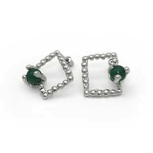 KAMMERHOPA 屮系列925银不对称手工肌理方形耳环耳饰全新镶嵌玛瑙