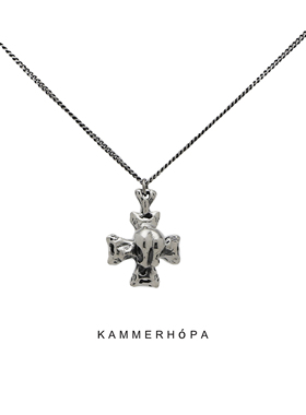 kammerhopa 设计师品牌925银项链双面骷髅十字架立体项坠新款25