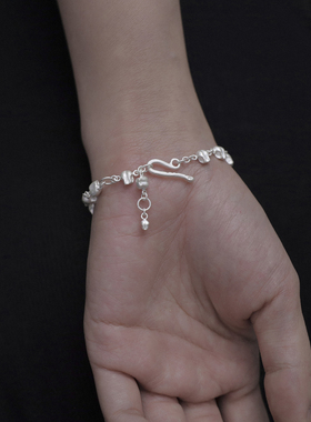 KAMMERHOPA 品牌骷蕾丝系列925银手链百搭做旧骨白中性饰品原创新