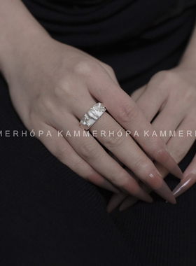 kammerhopa 设计师品牌925银骷蕾丝立体骷髅拼花卉戒指新品男女款