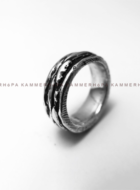 925银雕塑纹理小众戒指男女同款