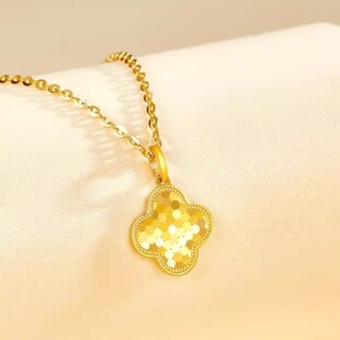 仿真黄金项链女龙鳞爱心沙金吊坠幸运四叶草锁骨链结婚百搭毛衣链