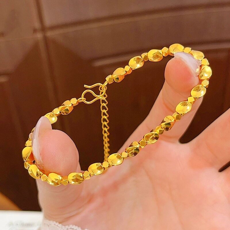 新中式蹦迪扭珠手链女仿真黄金转运手串小众高级感首饰沙金不掉色