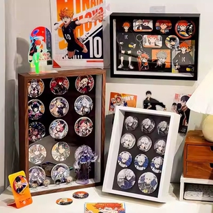 磁吸吧唧展示架!谷子防尘收纳盒谷美框徽章冰箱贴相框长条吸板