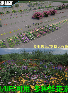 UE4虚幻UE5 超级多实用花朵鲜花小花 花束 公园花带爬山虎牵牛花