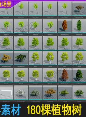 ue4虚幻5多种灌木树椰子树小树speedTree树林素材秋树3D模型素材