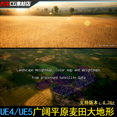 UE4虚幻5写实平原辽阔田野麦田大地形England Fields - Real