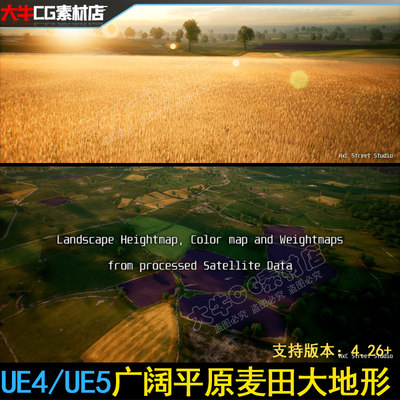 UE4虚幻5写实平原辽阔田野麦田大地形England Fields - Real