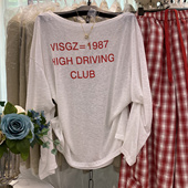 韩国东大门休闲慵懒风字母长袖 白色T恤夏季 薄款 特价 露肩防晒罩衫