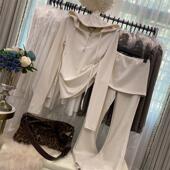 连帽套头德绒T恤上衣高腰显瘦屁帘微喇裤 韩国东大门2025冬季 新款