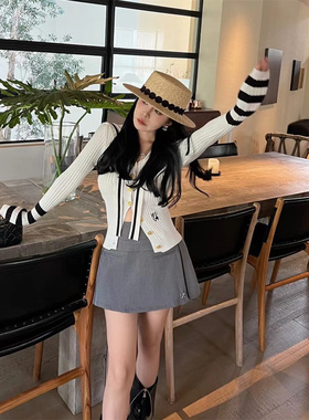 灰色西装半身裙短上衣套装女高腰短裙2024春季新款包臀裙A字裙子