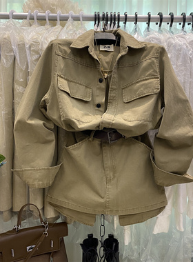 2026春季新款工装风牛仔连衣裙女小众设计感收腰翻领长袖短裙子潮