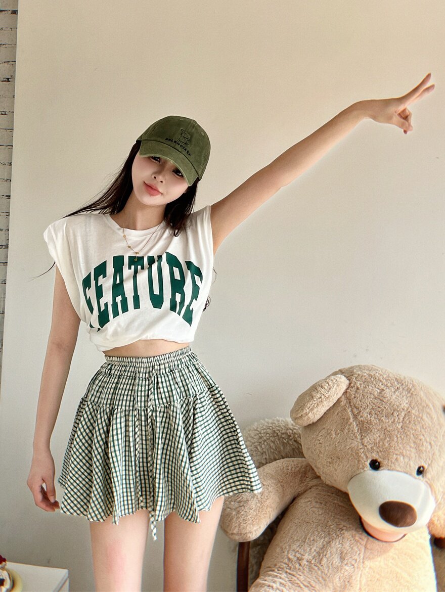 2024夏装洋气时尚高腰A字半身裙套装 复古格子短裙子配背心短上衣,女装/女士精品,时尚套装,淘宝优惠券,粉丝福利购,淘宝优惠卷