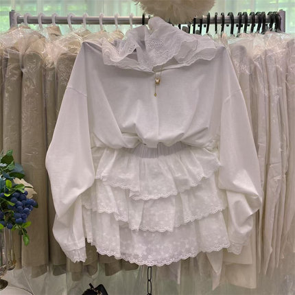 特价韩国东大门夏季甜美层层蕾丝花边蛋糕裙女高腰半身裙短裙套装