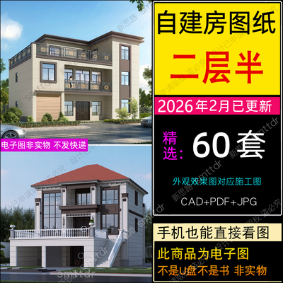 两层半自建房别墅设计图纸施工图