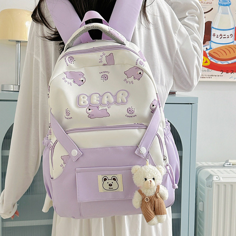 日系ins新款高颜值清新甜美糖果色背包初高中生轻便大容量双肩包