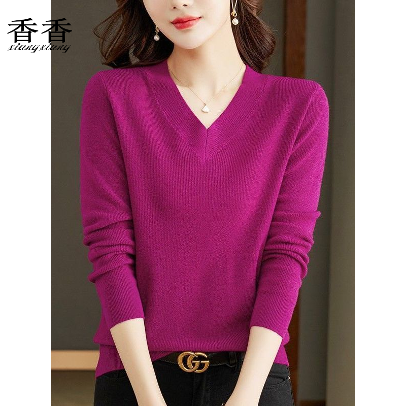 204新款春秋妈装套头v领