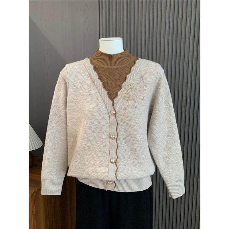 时尚洋气妈妈秋冬装半高领打底衫中老年人女装针织衫加绒加厚毛衣,女装/女士精品,毛衣,淘宝优惠券,粉丝福利购,淘宝优惠卷