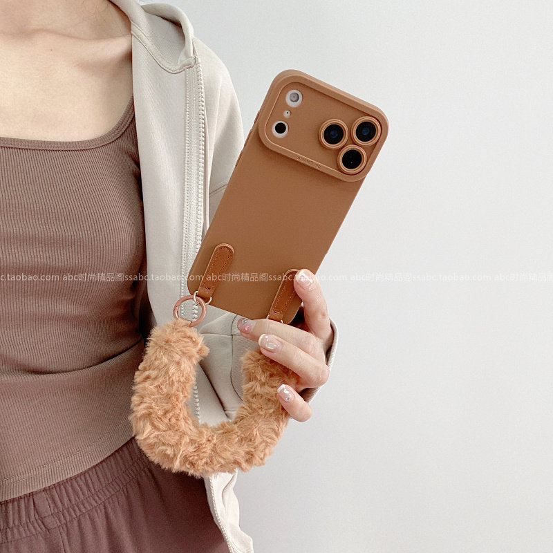 【秋冬款】焦糖棕毛绒手拎绳软壳
