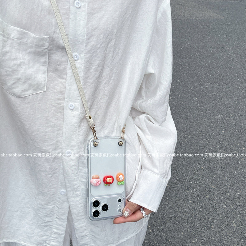 ins可爱果蔬小田园公仔透明软壳适用oppofindx9手机壳a6spro斜挎背带reno16/15/14全包findx8手拎a6硅胶a5pro