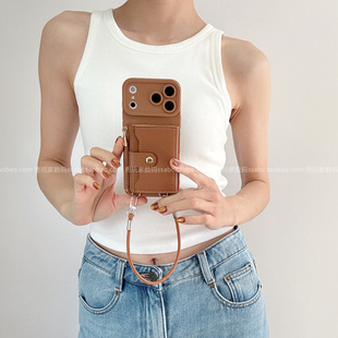 高档翻盖拉链零钱卡包适用小米17promax手机壳17pro背带斜挎红米k80挂绳k70e全包note1514pro软硅胶civi5pro