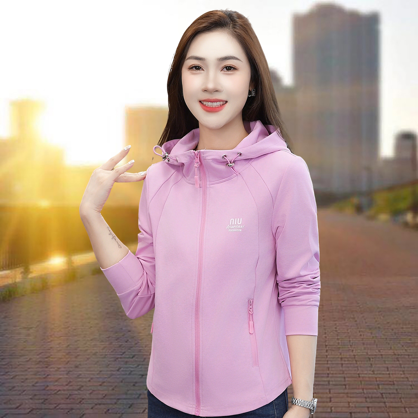 秋季外套女2025新款连帽长袖卫衣秋款上衣女时尚洋气时髦单件外衣