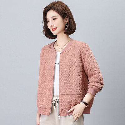 棒球服外套2025新款春秋短款拉链式开衫小个子中年妈妈春装上衣