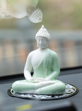 新中式禅意如来佛祖摆件家居客厅玄关桌面创意灯圈样板房软装饰品