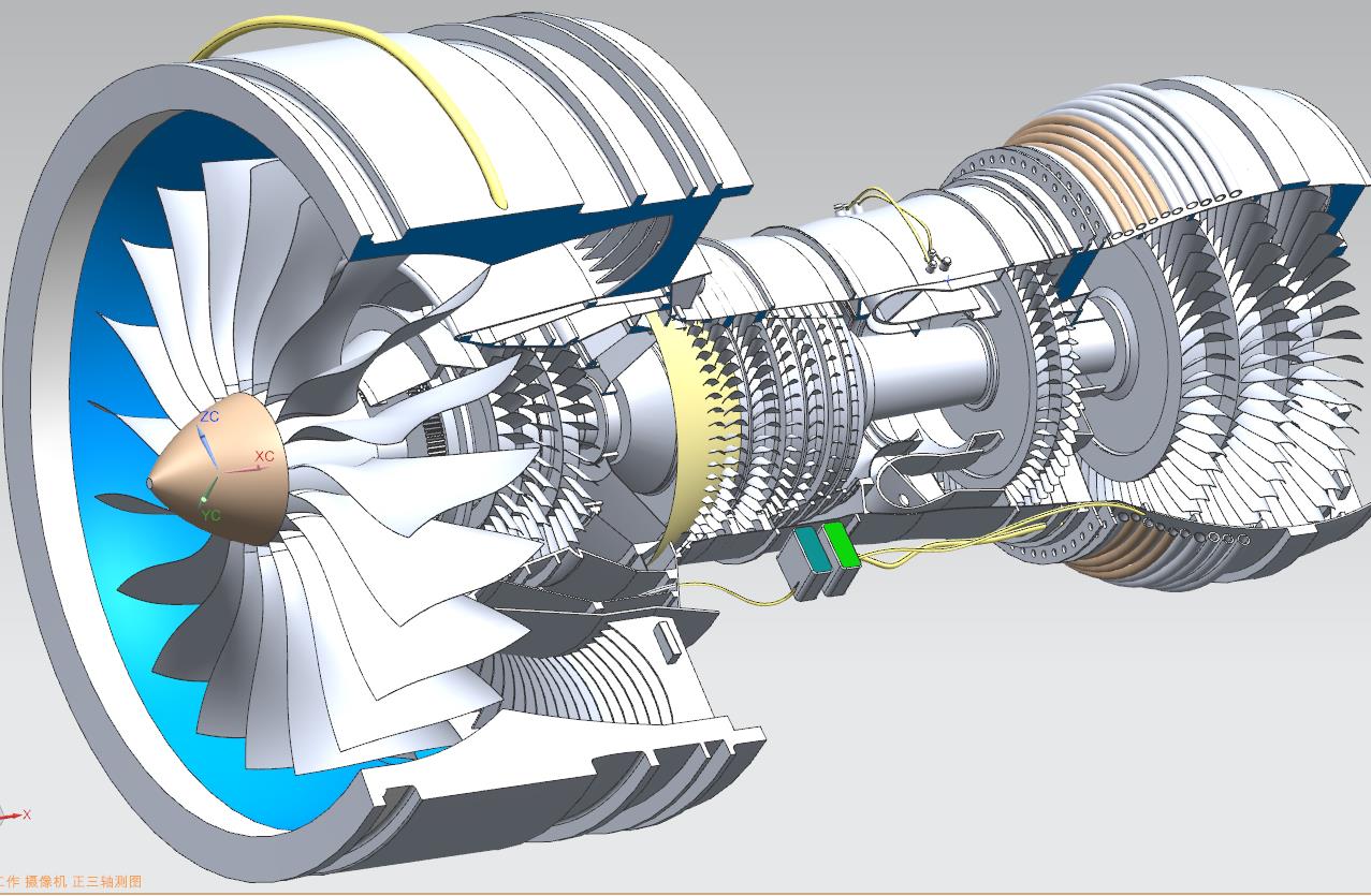 齿轮传动涡扇发动机3d机械设计catia/ug工业模型