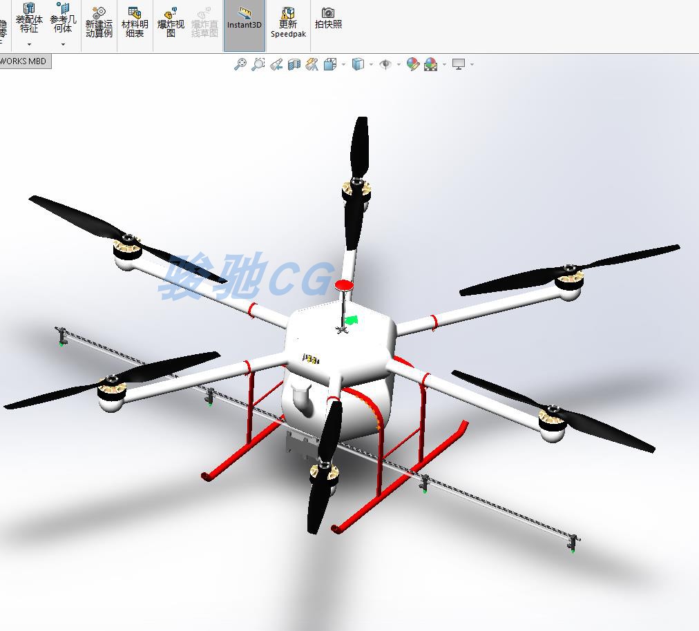 旋翼植保机无人机3d机械设备制造自动化soildworks工业模型图纸