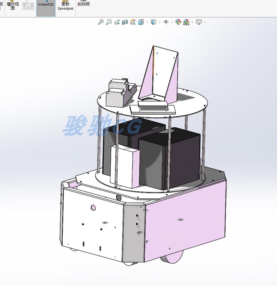 3d机械设计制造及自动化AGV万向小车solidworks工业模型图纸