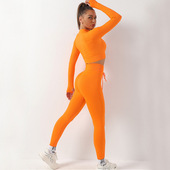 两件套装 长裤 运动拉链健身服瑜伽上衣lulu瑜伽裤 欧美长袖