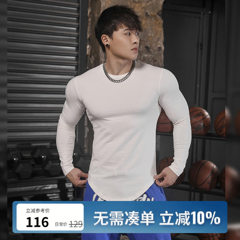 BLUESLFY美式长袖T恤健身衣服男冬季休闲紧身修身弹力运动保暖衣