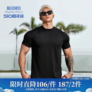 速干健身短袖 收袖 t恤男夏季 BLUESFLY 口肌肉衣服修身 紧身运动跑步