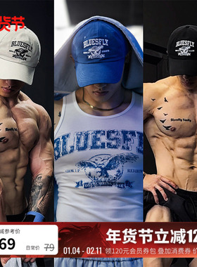 BLUESFLY美式男女情侣鸭舌帽健身运动遮阳棒球帽软顶宽帽檐显脸小