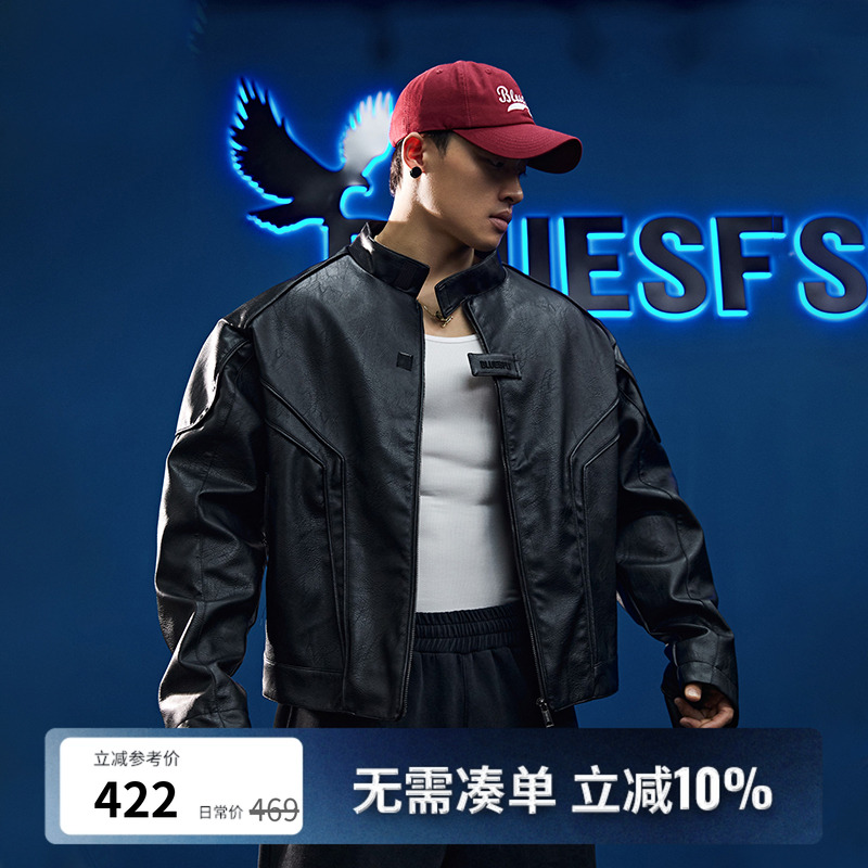 店主力推美式机车皮衣外套廓形