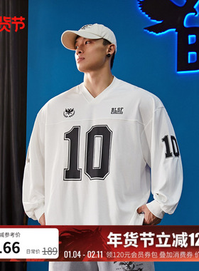 BLUESFLY美式秋冬10号字母印花宽松休闲运动上衣限量