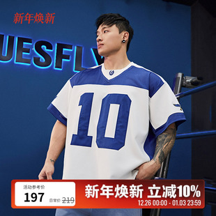 t恤健身运动训练休闲短袖 BLUESFLY美式 复古男女宽松潮牌圆领半袖