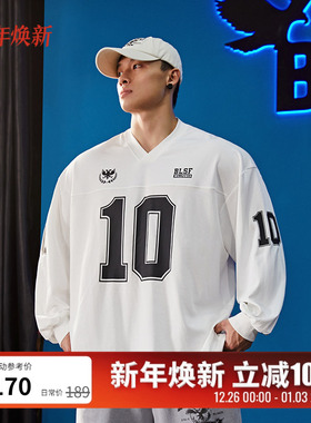 BLUESFLY美式秋冬10号字母印花宽松休闲运动上衣限量