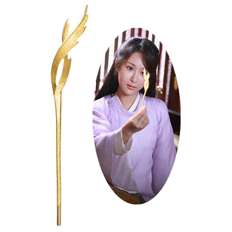 锦觅发簪金色发钗子镀金色复古风寰谛凤翎凤凰簪子专业宫廷发饰.